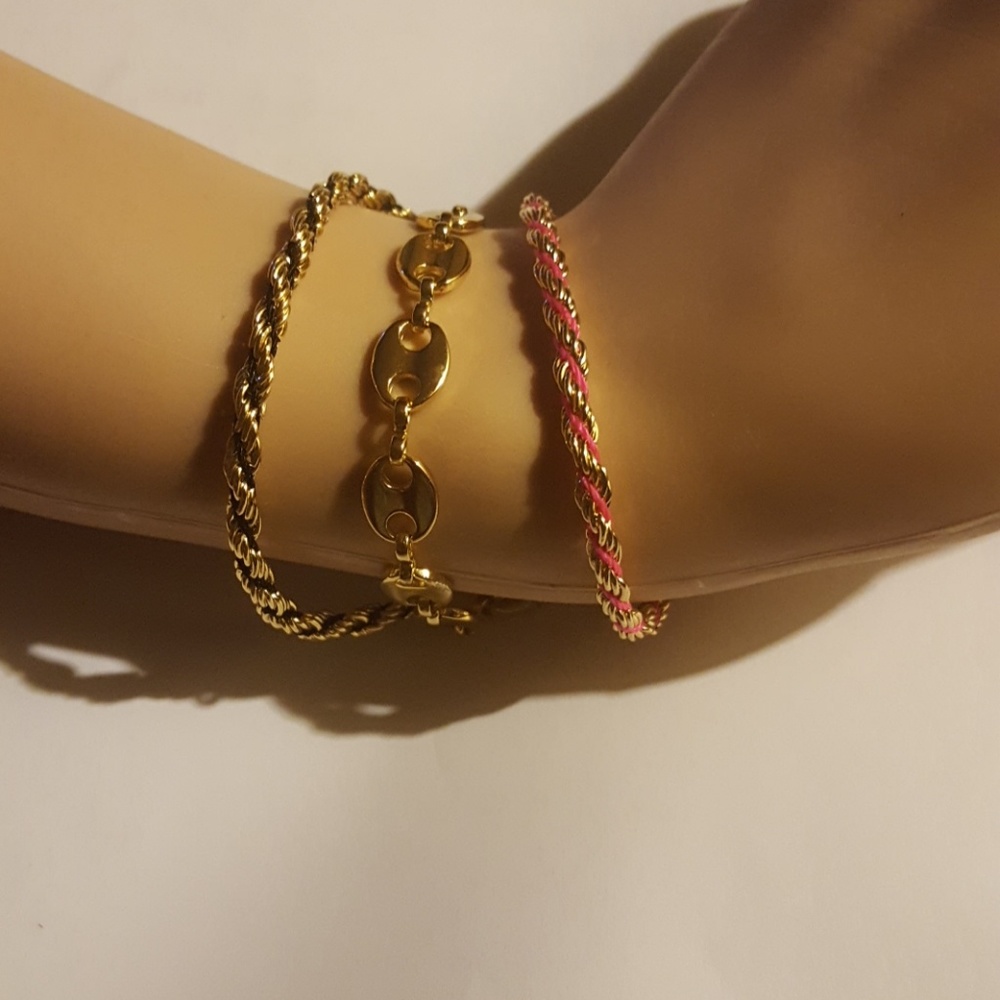 3 piece twisted gold and color bracelets 8 in New